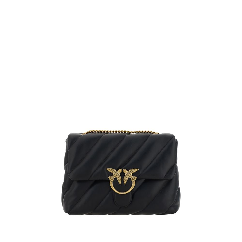 PINKO Schwarze Bos Taurus Kalbsleder Schultertasche