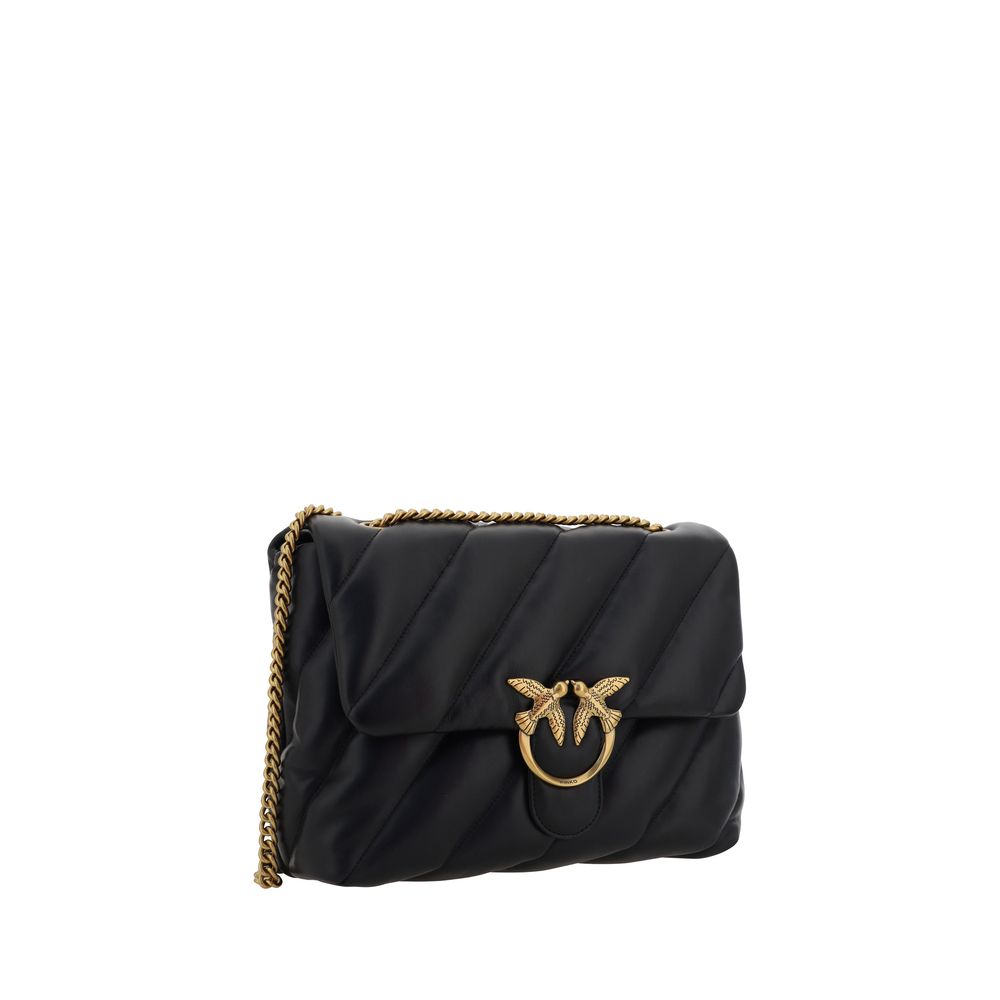 PINKO Schwarze Bos Taurus Kalbsleder Schultertasche