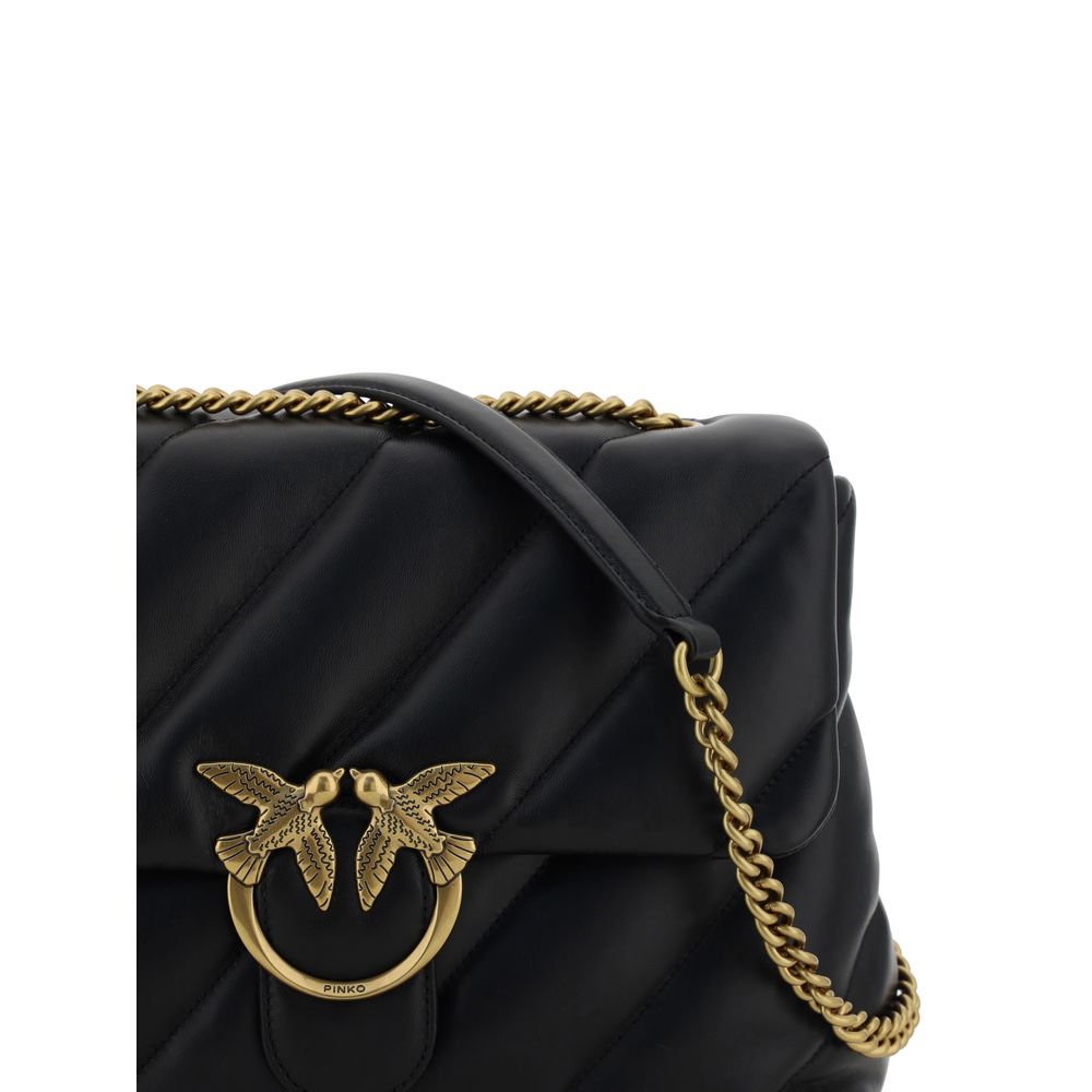 PINKO Schwarze Bos Taurus Kalbsleder Schultertasche