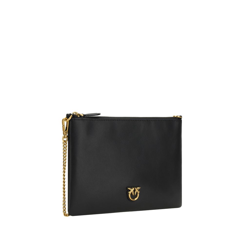 PINKO Schwarze Bos Taurus Kalbsleder Schultertasche