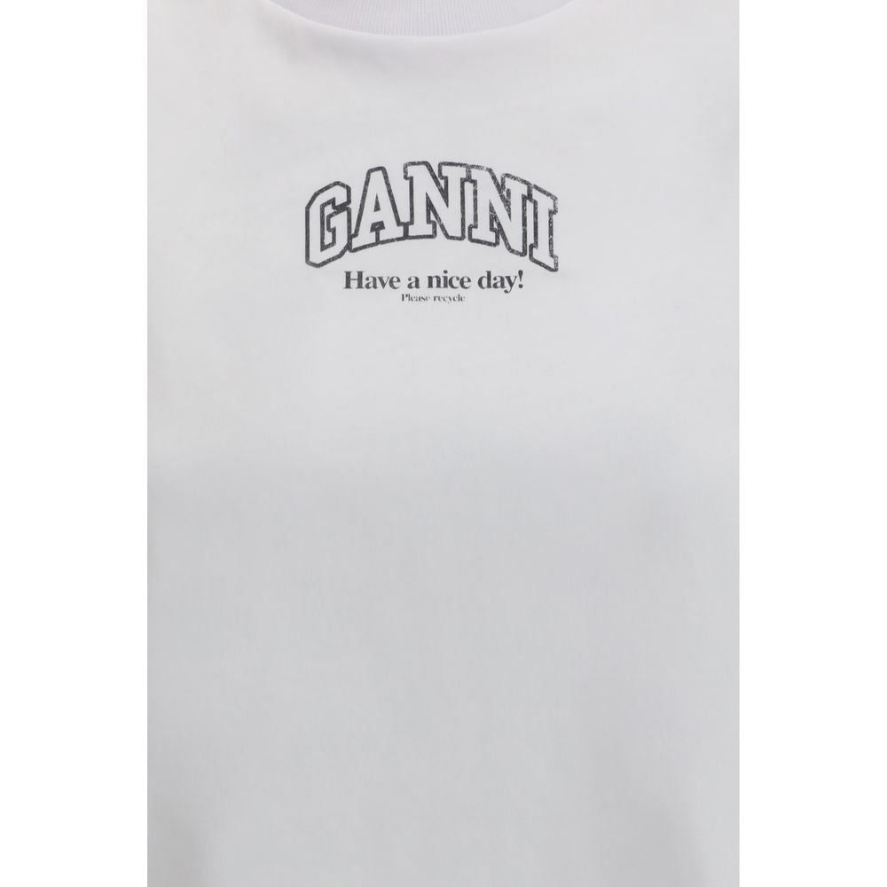 Ganni Weißes Baumwoll-T-Shirt