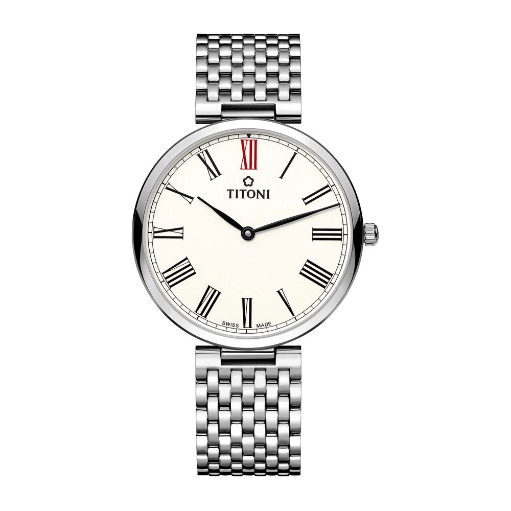 TITONI Graue Edelstahl-Kleideruhr