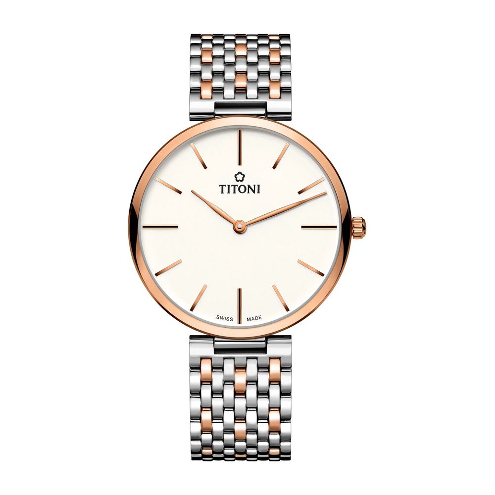 TITONI Graue Edelstahl-Kleideruhr