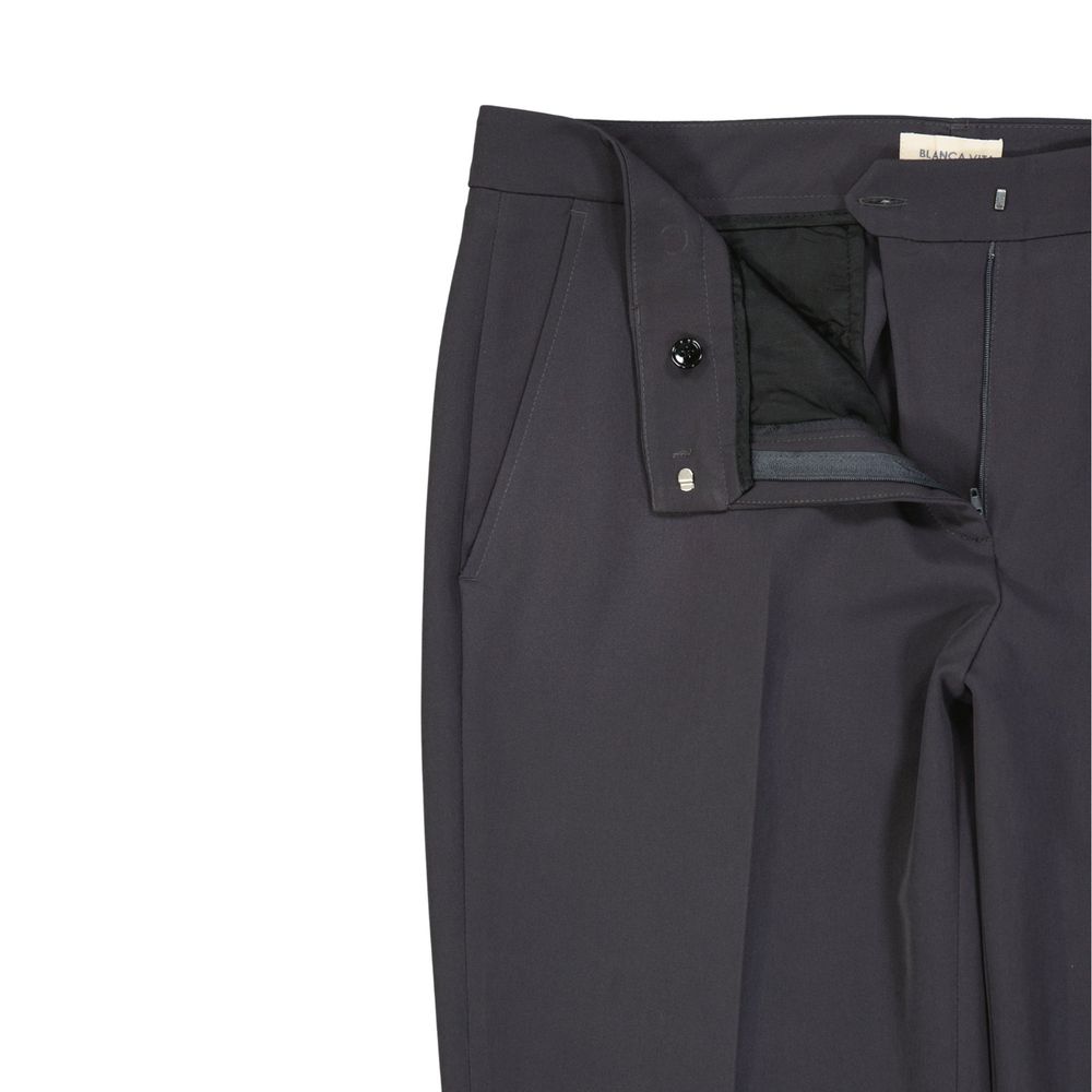 BLANCA VITA Grey Cropped Trousers Made of Elastane