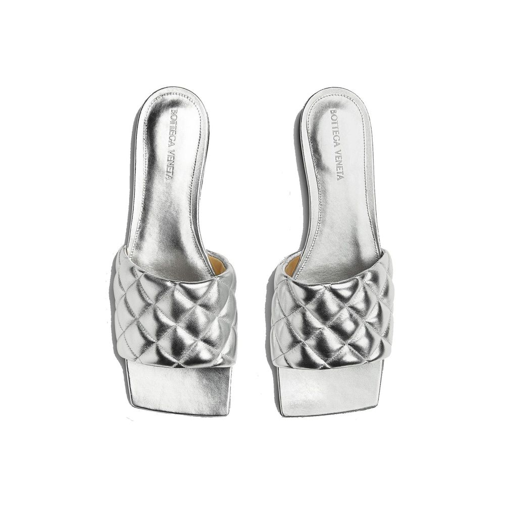 Bottega Veneta Calfskin Sandals in Silver