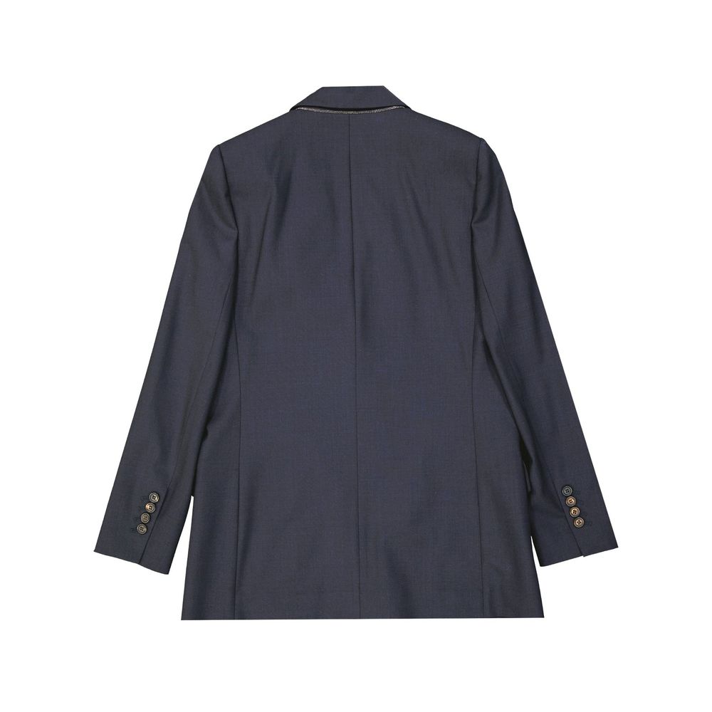 Brunello Cucinelli Blauer Sakko und Mantel aus reiner Schurwolle