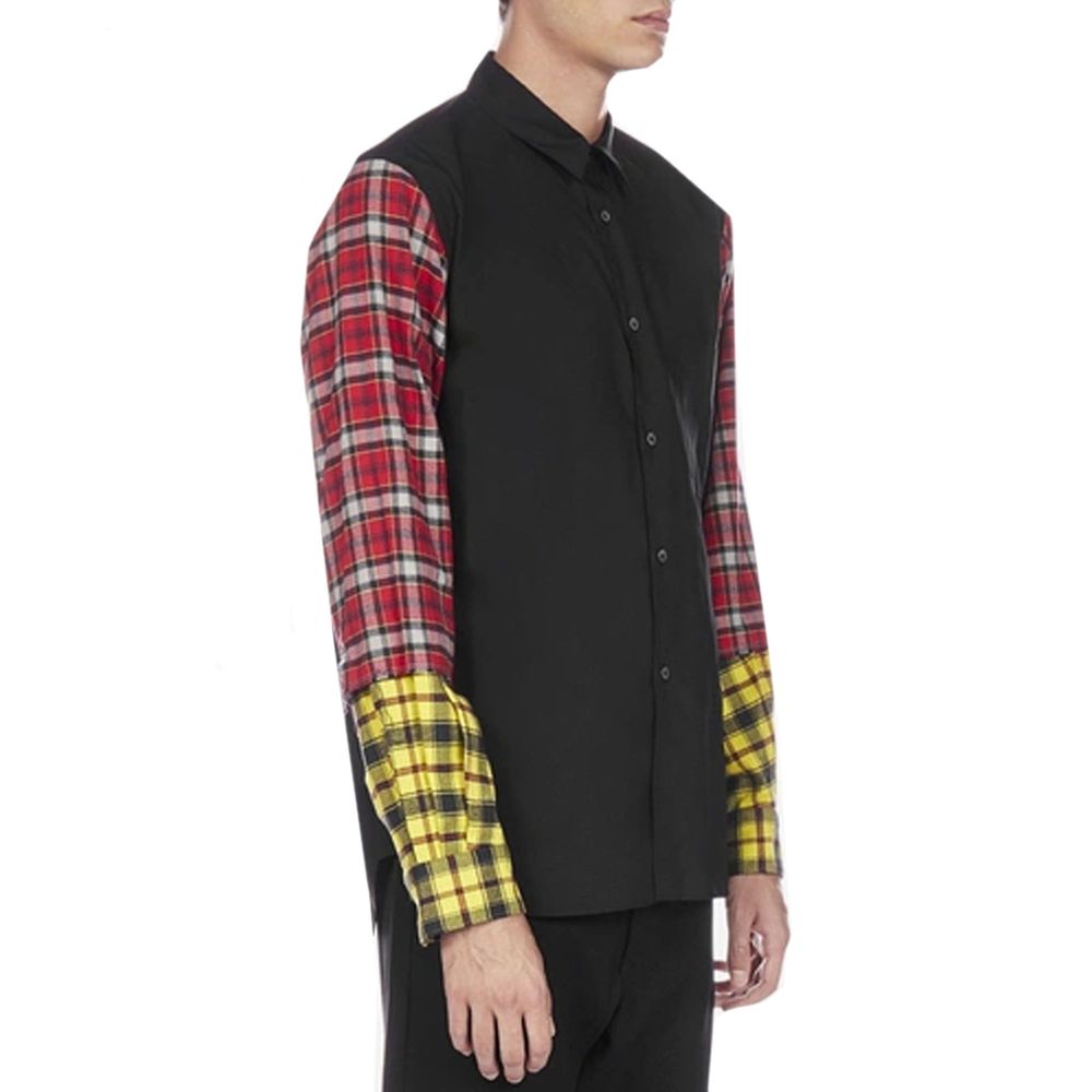 Comme Des Garçons Schwarzes Baumwollhemd mit Muster