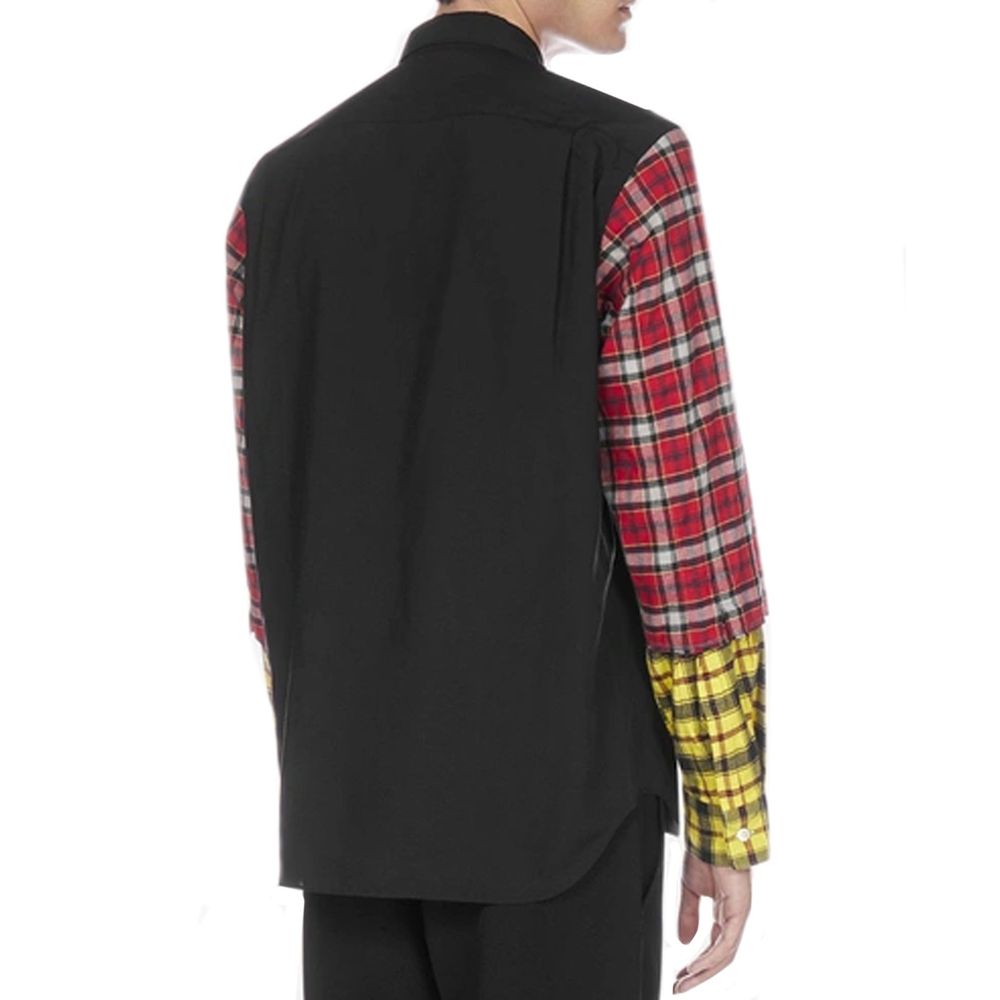 Comme Des Garçons Schwarzes Baumwollhemd mit Muster