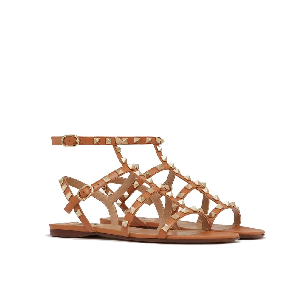 Valentino Garavani Brown Leather Strappy Sandals