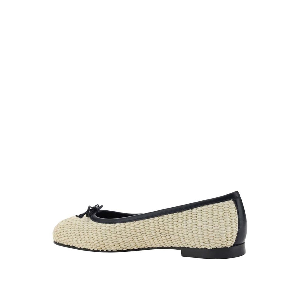 Manolo Blahnik Beige Raffia Ballerinas