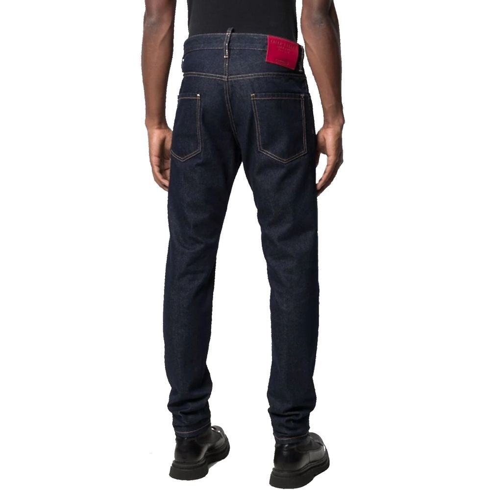 Dsquared² Straight-Cut Blue Cotton Jeans