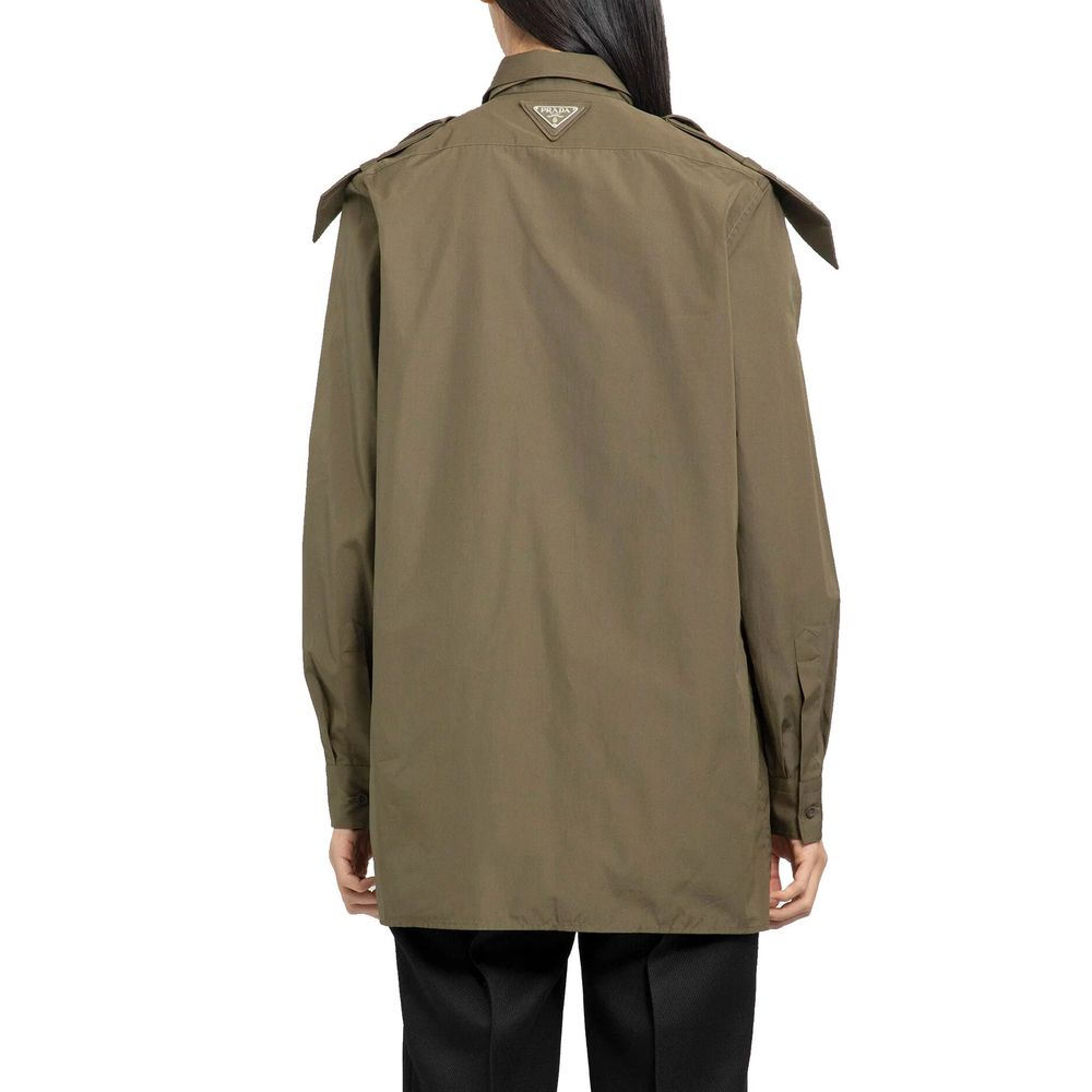 Prada Two-Tone Cotton Shirt Blouse