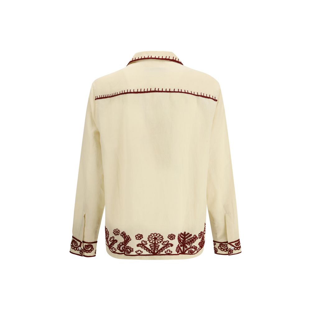 Baziszt Hemd mit Beige-Hanf-Muster