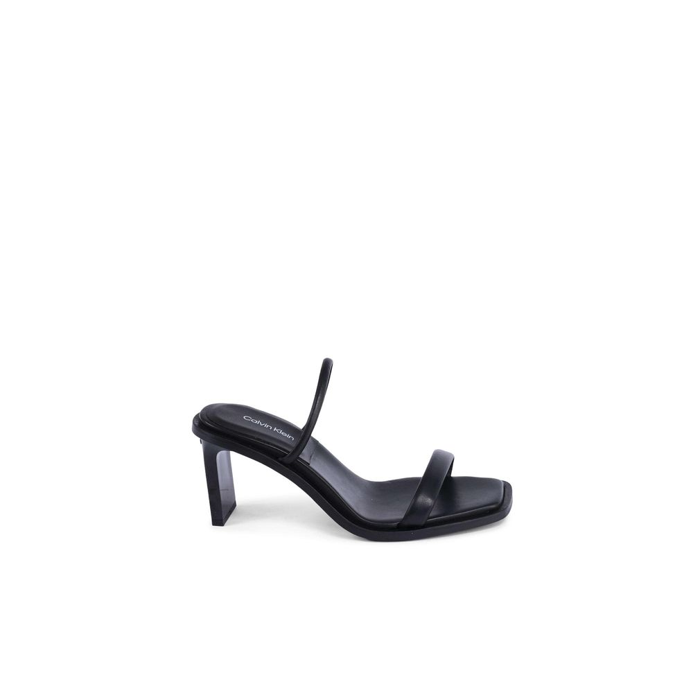 Calvin Klein Black Leather Stiletto Sandals