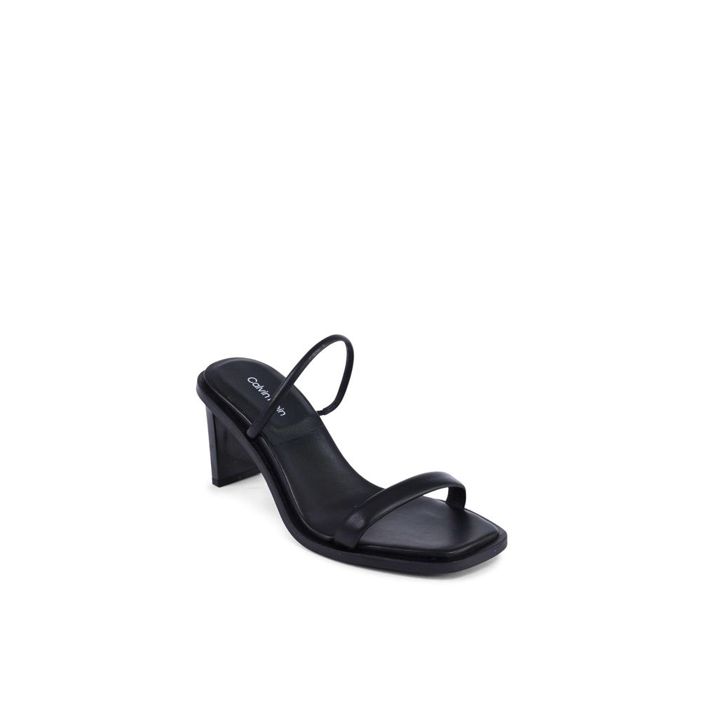 Calvin Klein Black Leather Stiletto Sandals