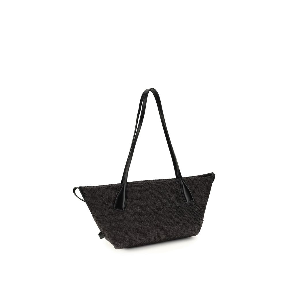 Balmain Schwarze Raffia-Umhängetasche