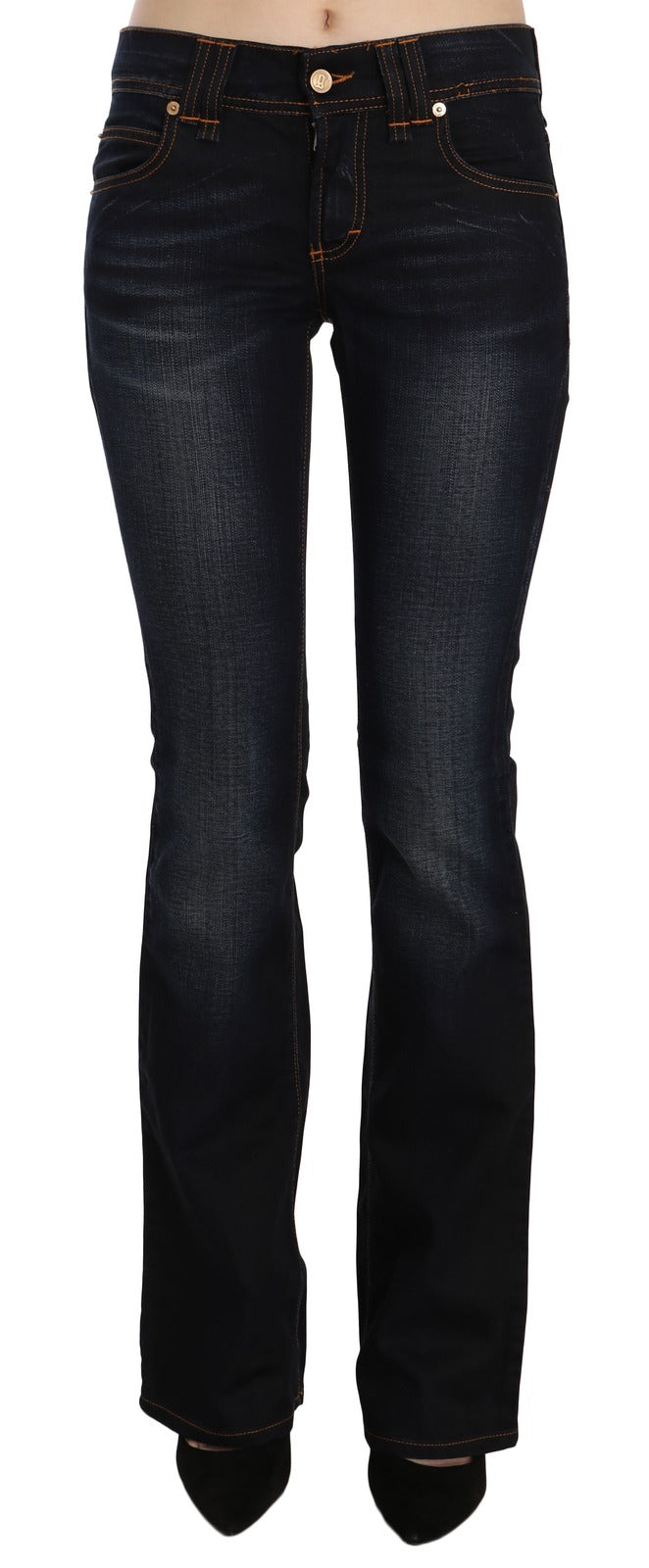 John Galliano Blue Mid-Rise Regular Leg Bootcut Jeans, Washed