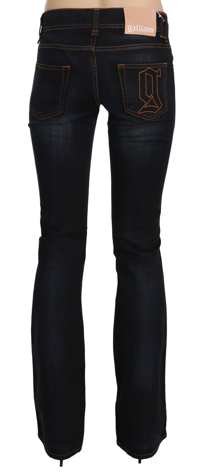 John Galliano Blue Mid-Rise Regular Leg Bootcut Jeans, Washed