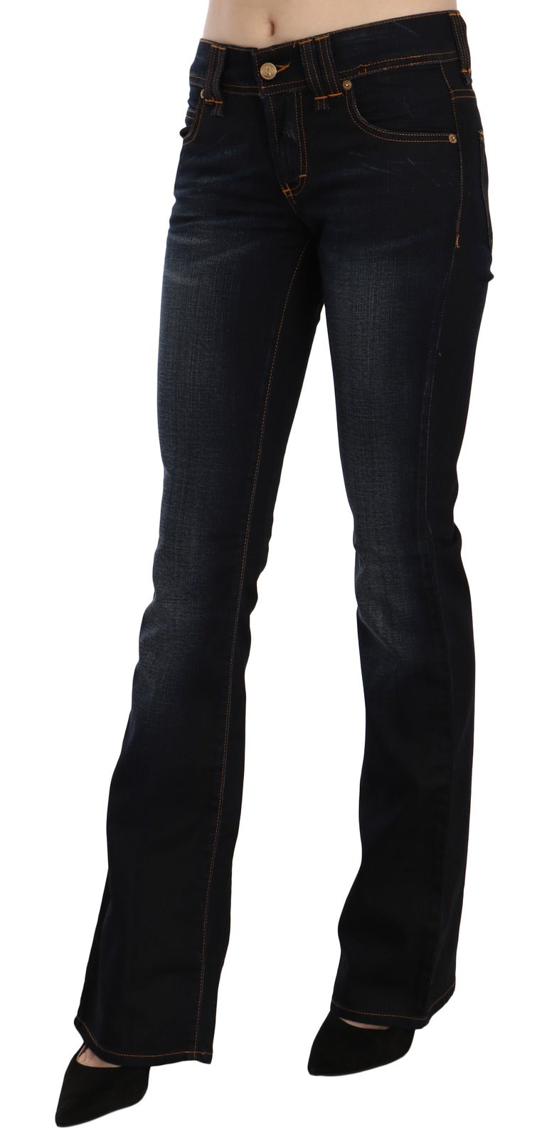 John Galliano Blue Mid-Rise Regular Leg Bootcut Jeans, Washed