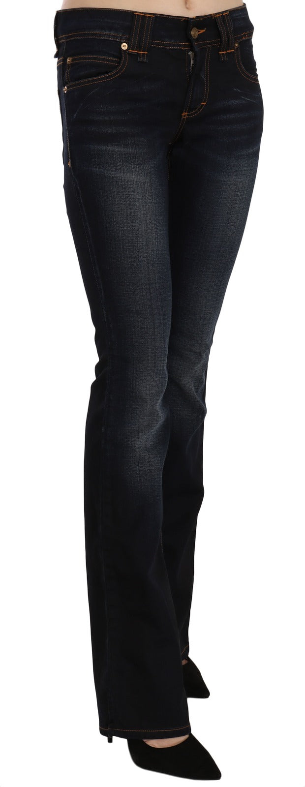 John Galliano Blue Mid-Rise Regular Leg Bootcut Jeans, Washed