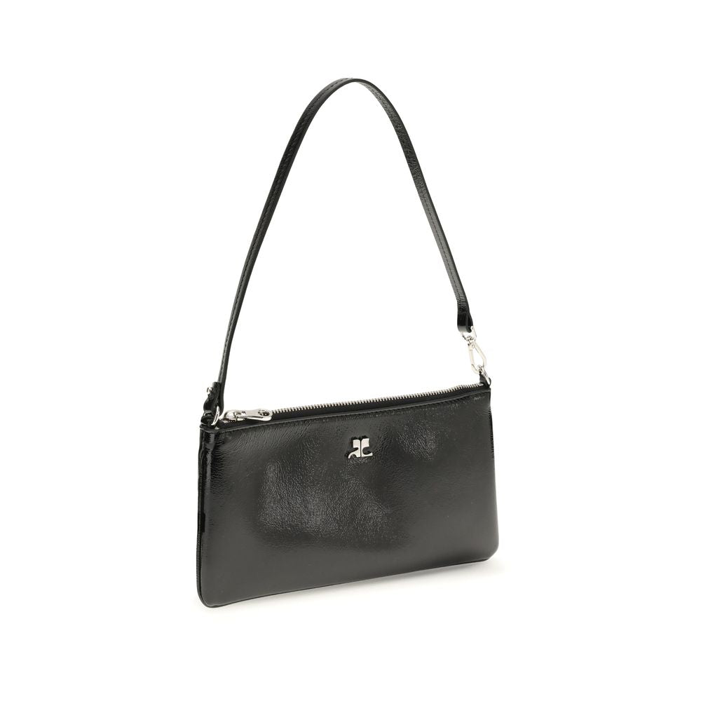 Courrèges Schwarze Schultertasche aus Rindsleder