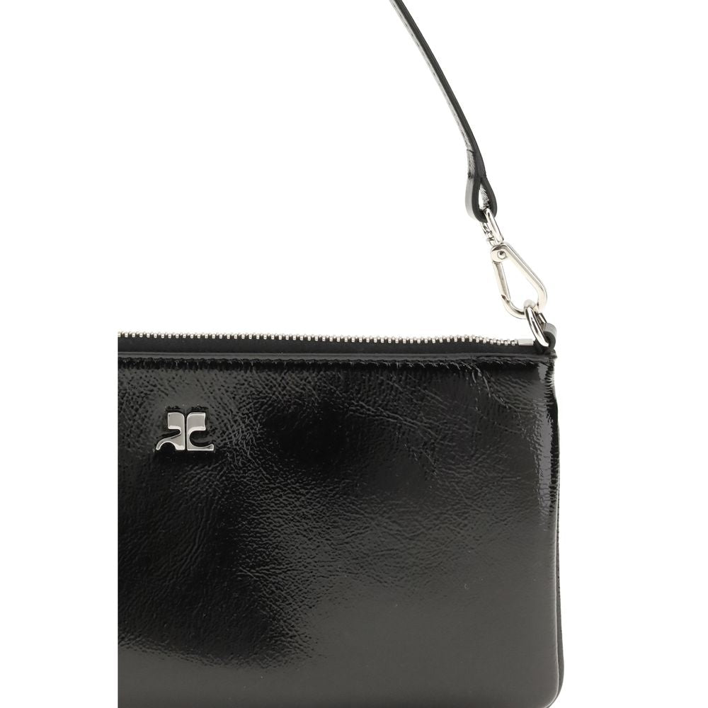 Courrèges Schwarze Schultertasche aus Rindsleder