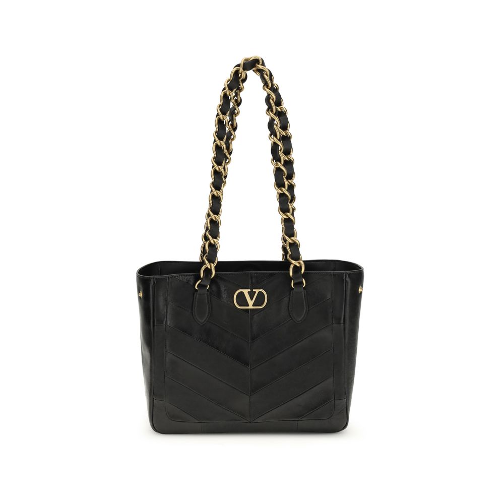 Valentino Garavani Black Napa Leather / Calfskin Shoulder Bag