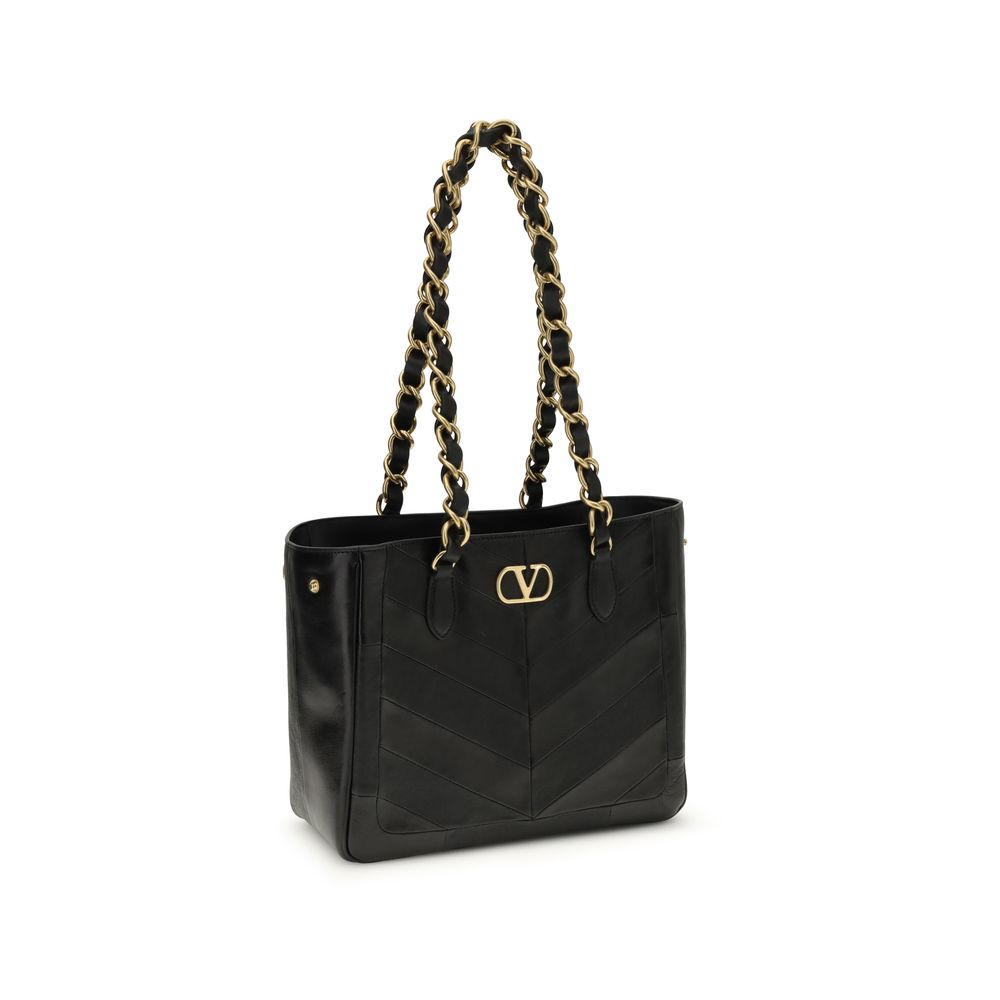 Valentino Garavani Black Napa Leather / Calfskin Shoulder Bag