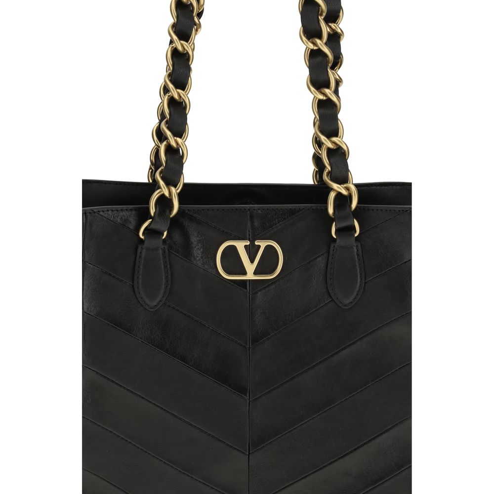 Valentino Garavani Black Napa Leather / Calfskin Shoulder Bag