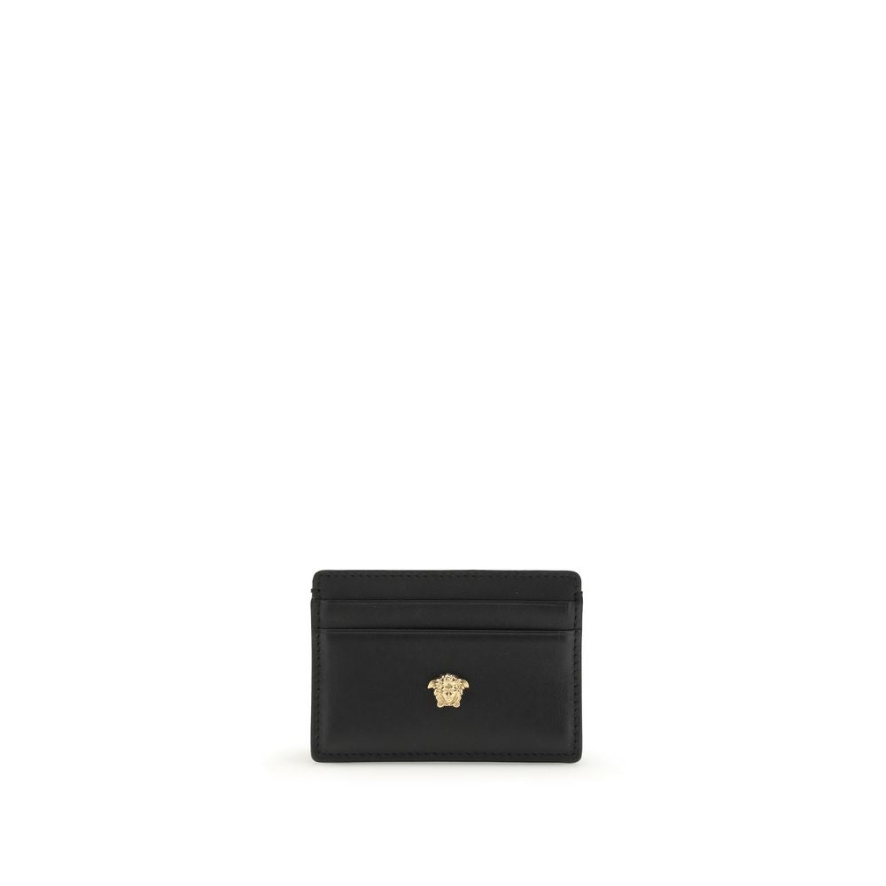 Versace Schwarzes Kalbsleder Bos Taurus Portemonnaie