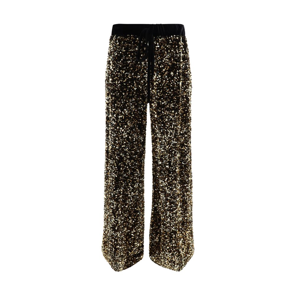 Ella Goldfarbene Polyamid-Freizeithose