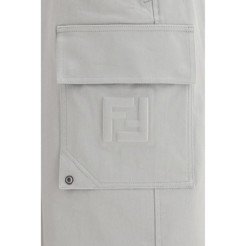 Fendi Silberne Baumwoll-Cargohose