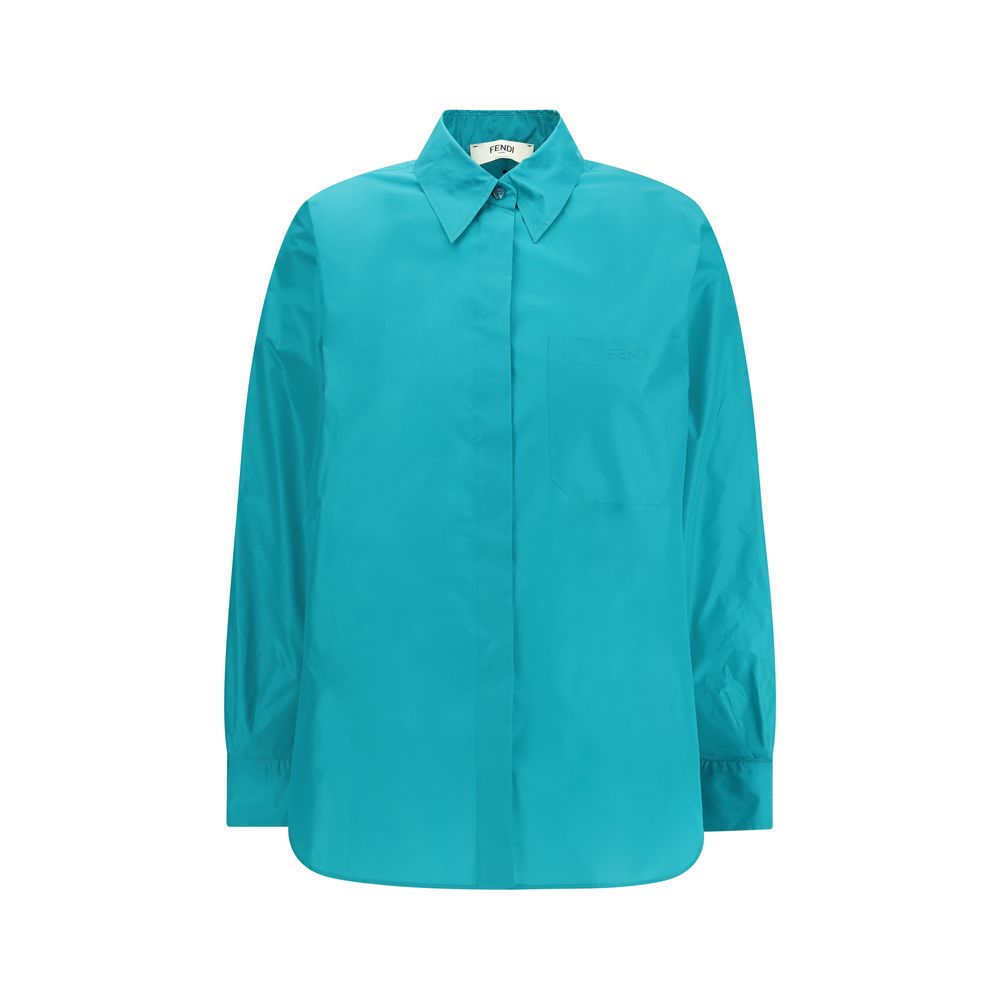 Fendi Blue Silk Shirt