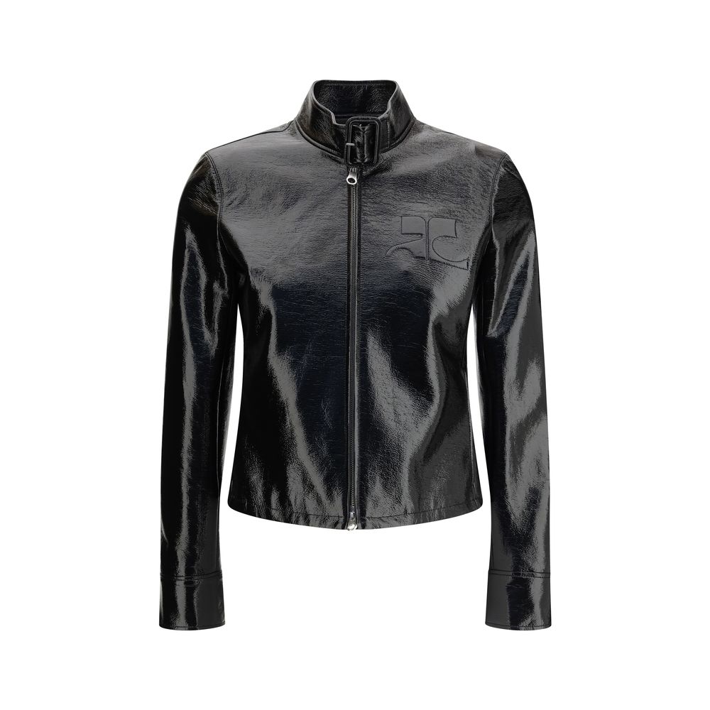 Courrèges Schwarze Baumwolljacke in voller Länge