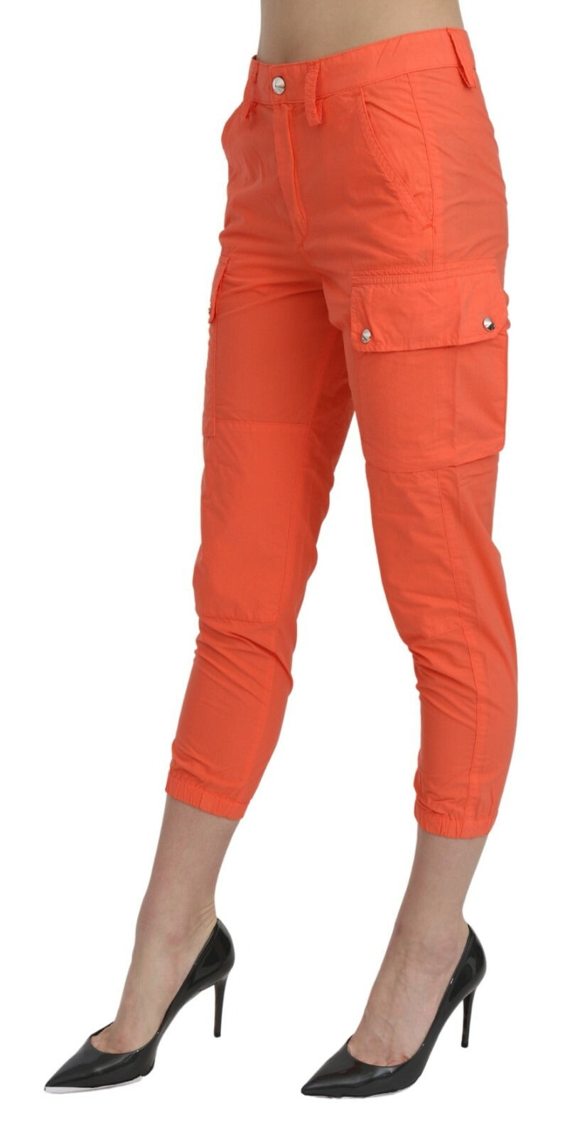 CYCLE Baumwollhose Orange High Waist Skinny Cropped