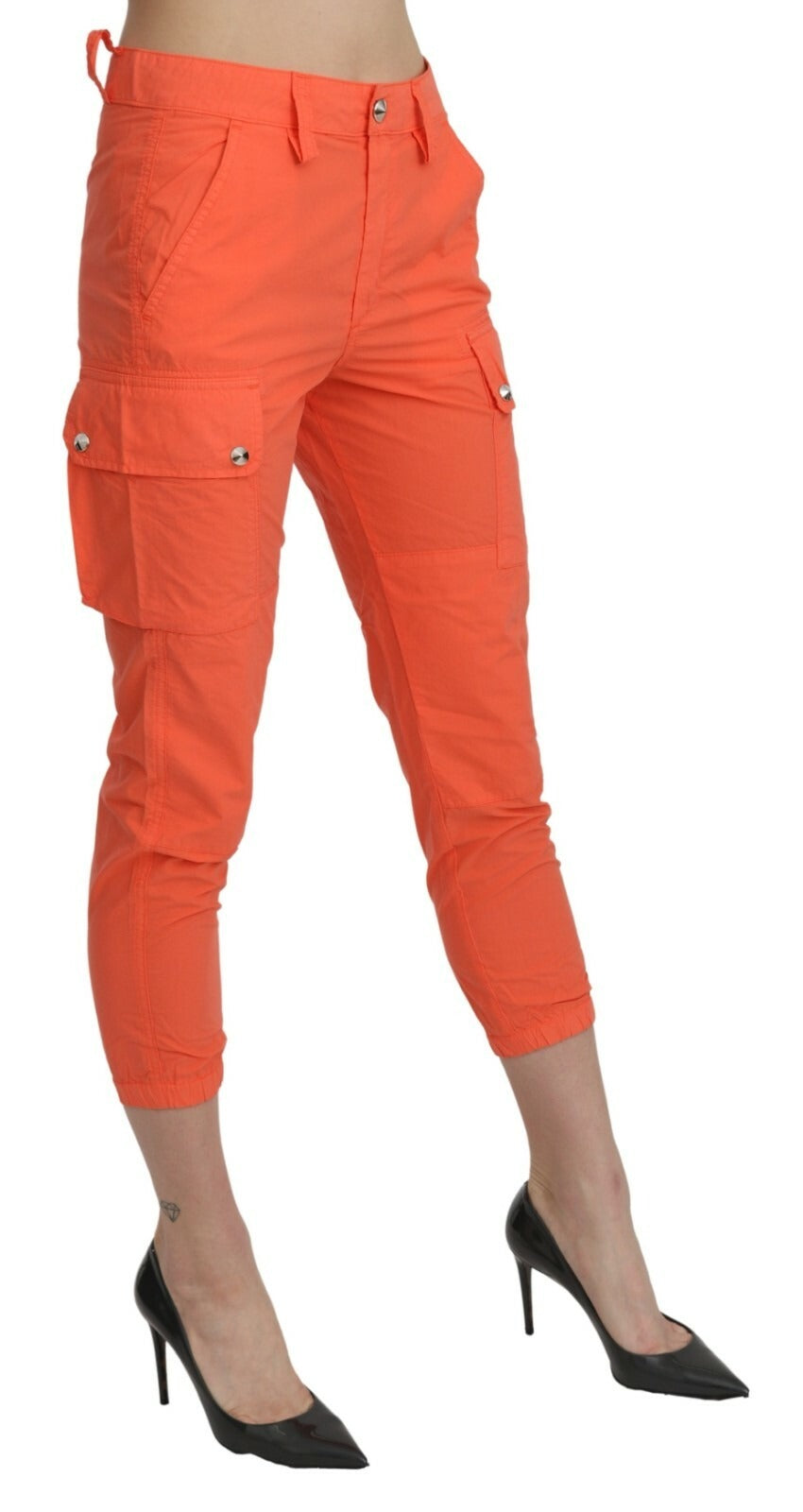 CYCLE Baumwollhose Orange High Waist Skinny Cropped