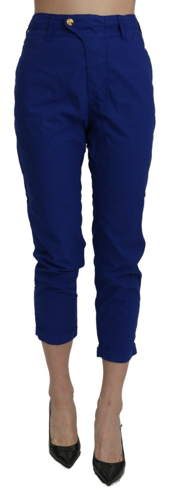 CYCLE Baumwollhose in königsblau, hoch tailliert, Skinny Fit, Cropped