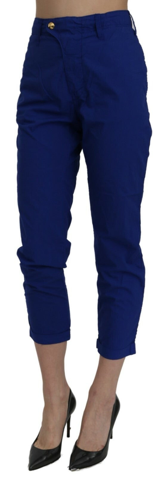 CYCLE Baumwollhose in königsblau, hoch tailliert, Skinny Fit, Cropped