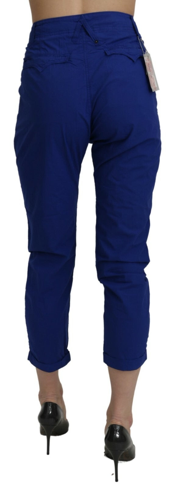 CYCLE Baumwollhose in königsblau, hoch tailliert, Skinny Fit, Cropped