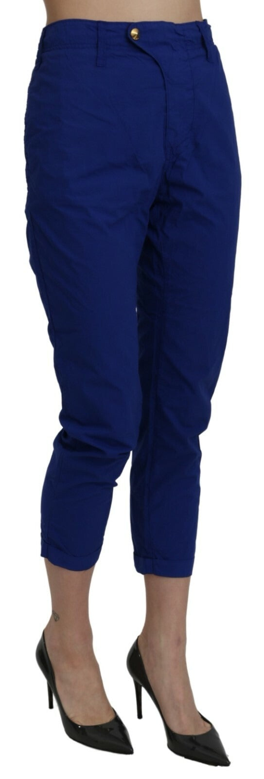 CYCLE Baumwollhose in königsblau, hoch tailliert, Skinny Fit, Cropped