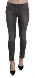 Costume National Graue Used-Look Low-Waist Skinny Jeans