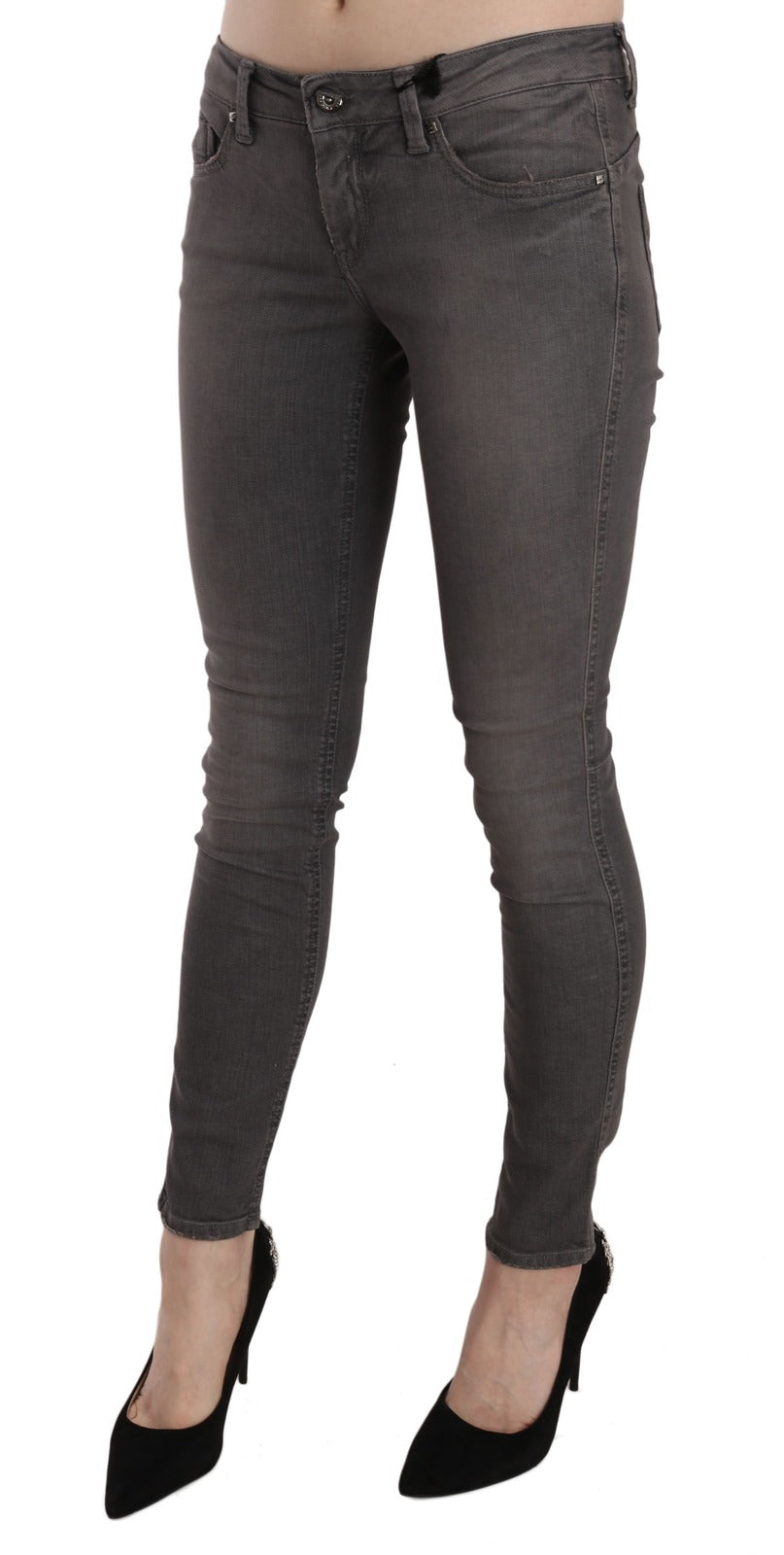 Costume National Graue Used-Look Low-Waist Skinny Jeans