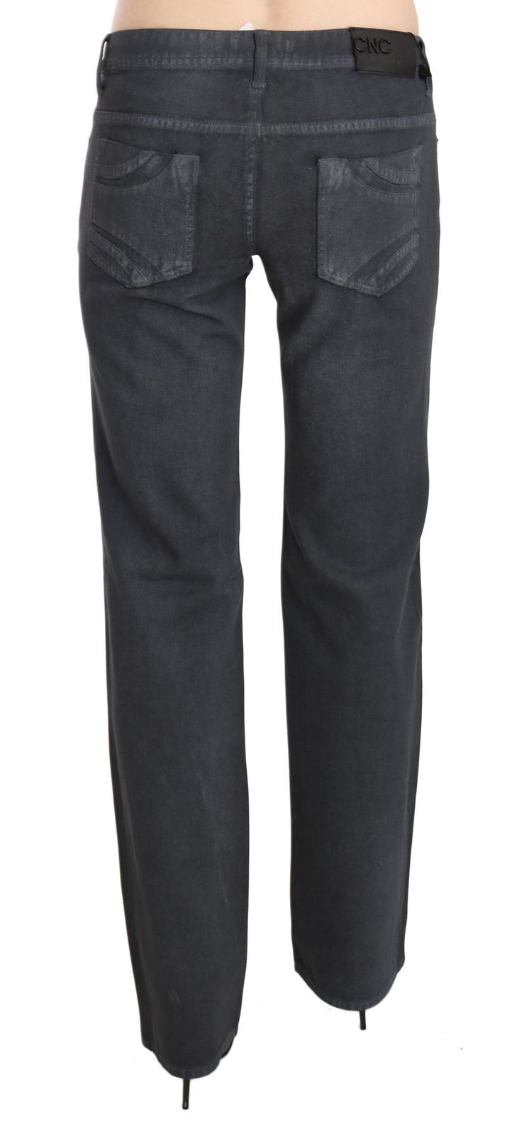 Costume National Gray Low-Rise Straight Leg Denim Jeans