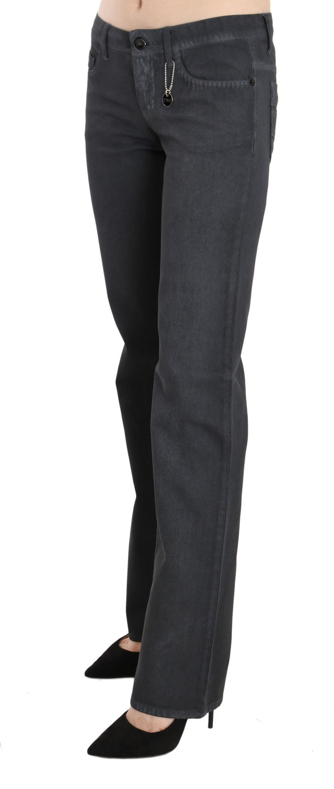 Costume National Gray Low-Rise Straight Leg Denim Jeans