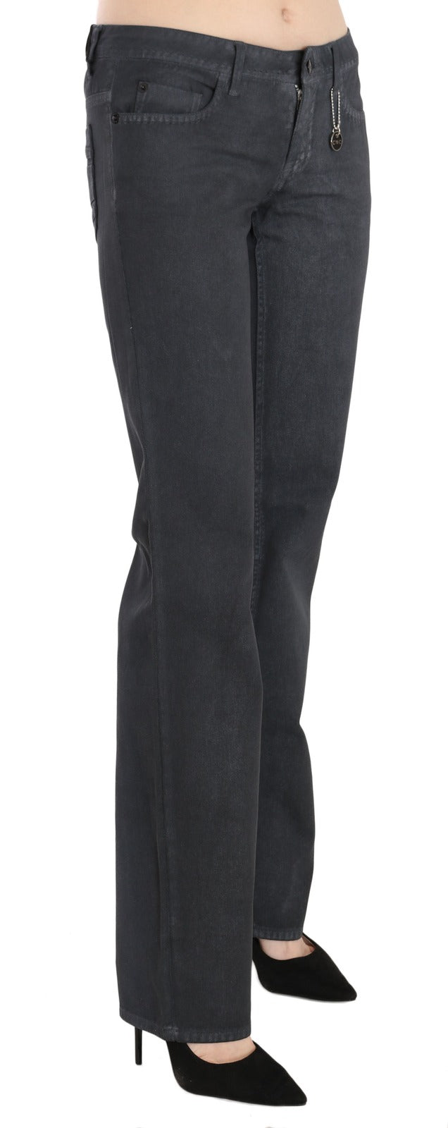 Costume National Gray Low-Rise Straight Leg Denim Jeans