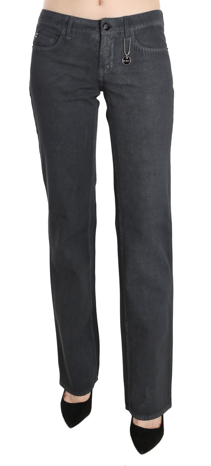 Costume National Gray Low-Rise Straight Leg Denim Jeans