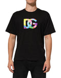 Dolce & Gabbana Black Cotton Crew Neck T-Shirt with Logo Print