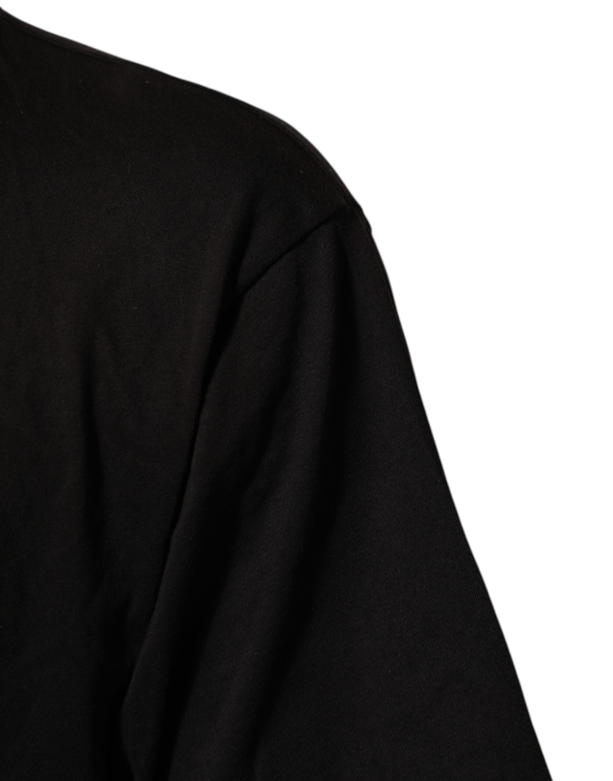 Dolce & Gabbana Black Cotton Crew Neck T-Shirt with Logo Print