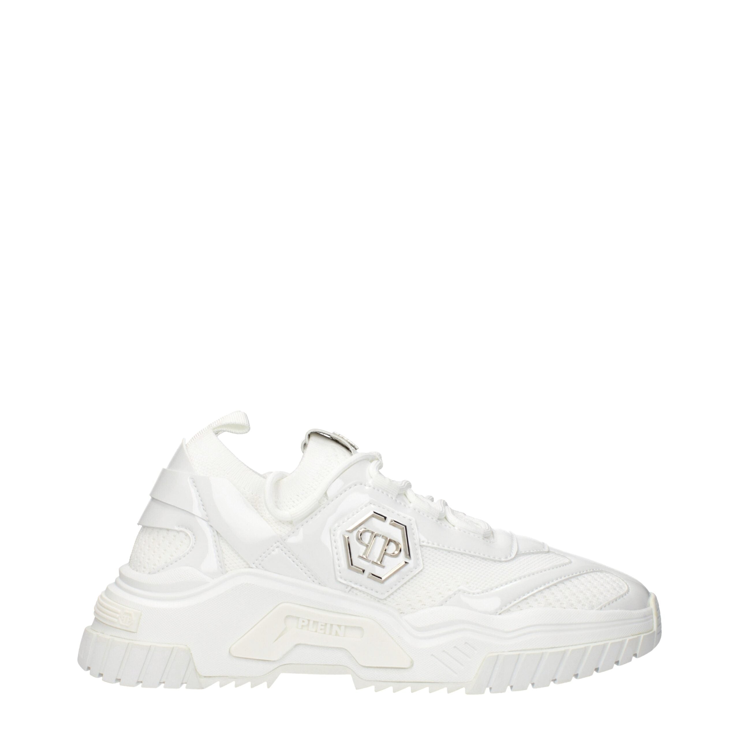Philipp Plein Weiße Stoff-Sneaker mit klobiger Sohle