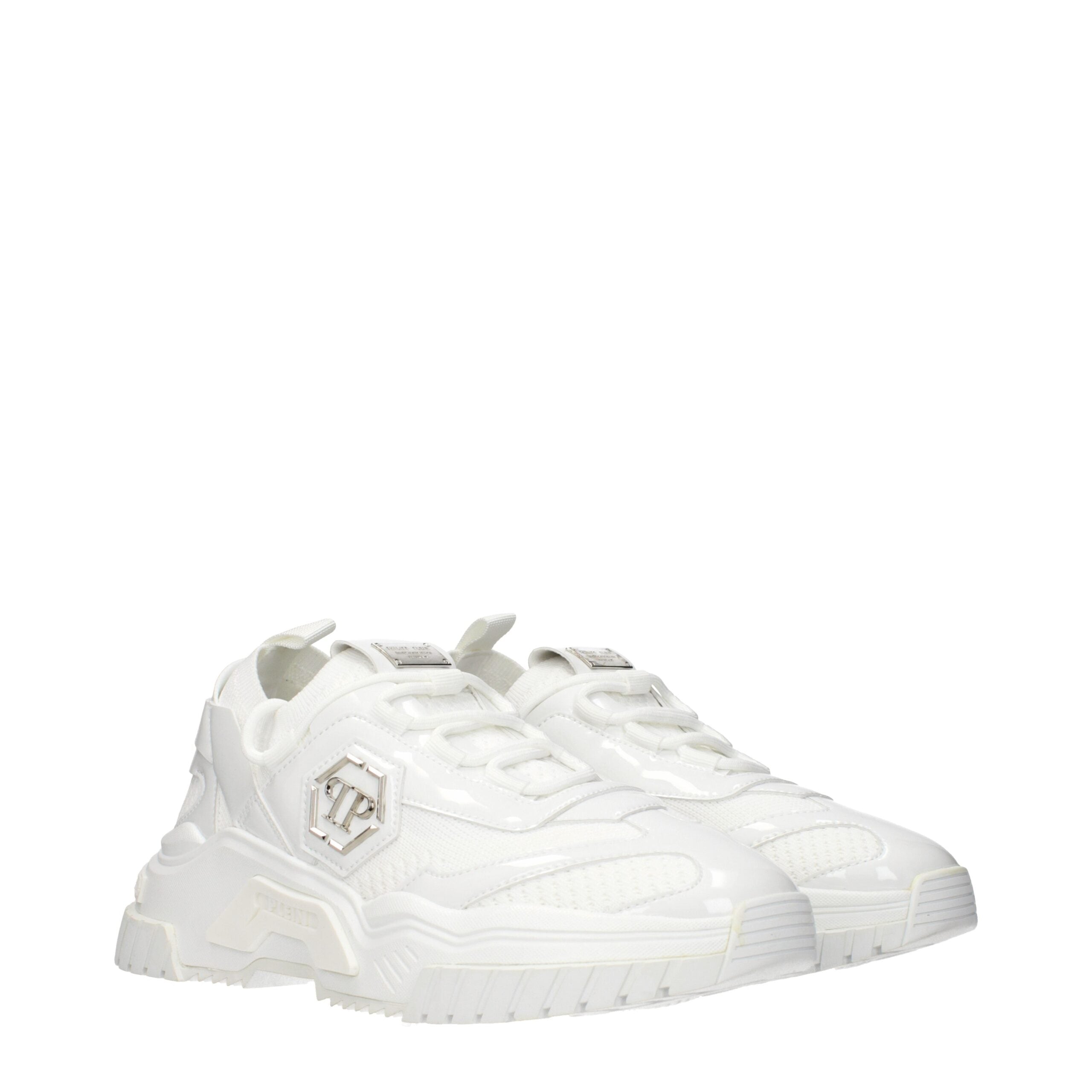 Philipp Plein Weiße Stoff-Sneaker mit klobiger Sohle